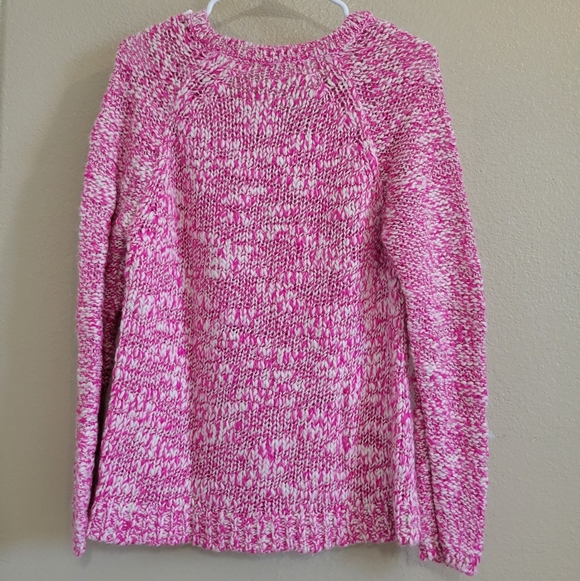 Aeropostale Women pink & white V-neck Soft Chunky knit sweater size Medium - Picture 2 of 4